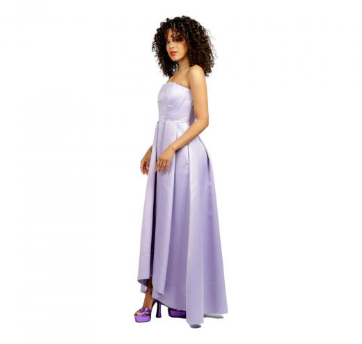 PINKO Abito Donna Lungo Digimond Duchesse Lilla Scollo Senza Spalline