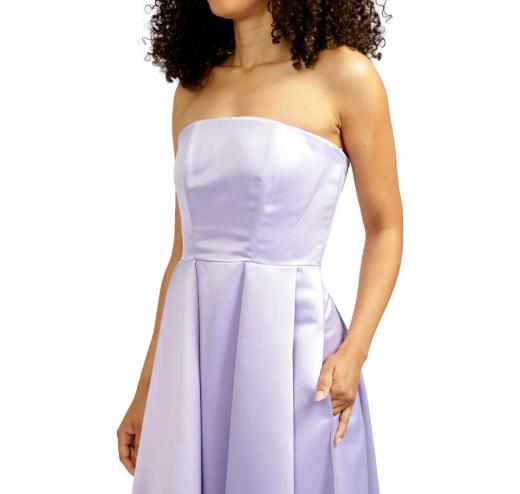 PINKO Abito Donna Lungo Digimond Duchesse Lilla Scollo Senza Spalline