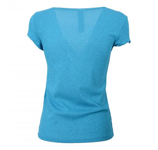 MDM Mademoiselle du Monde T-Shirt Donna Lurex Modello PAPAYA 4955 Colore Azzurro
