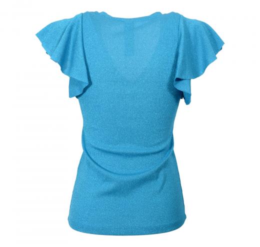 MDM Mademoiselle du Monde T-Shirt Donna Lurex Modello 4957 Colore Azzurro