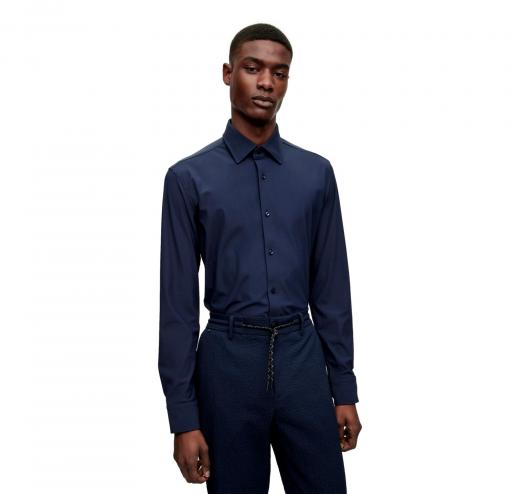 BOSS Camicia Uomo Slim Fit Elasticizzata Modello P-HANK-KENT-C1-222 50490361 BLU