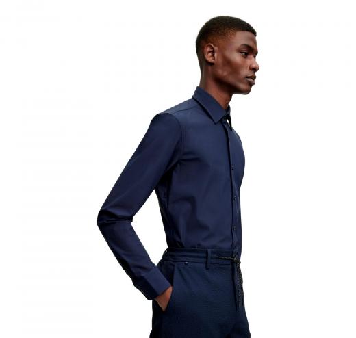 BOSS Camicia Uomo Slim Fit Elasticizzata Modello P-HANK-KENT-C1-222 50490361 BLU