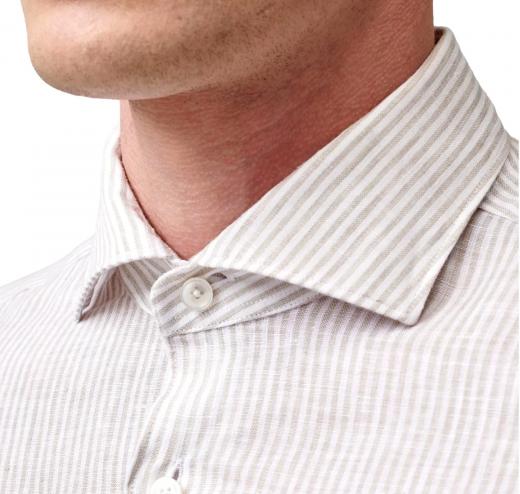 XACUS Camicia Uomo Puro Lino 41212005 Rigata Colore Sabbia