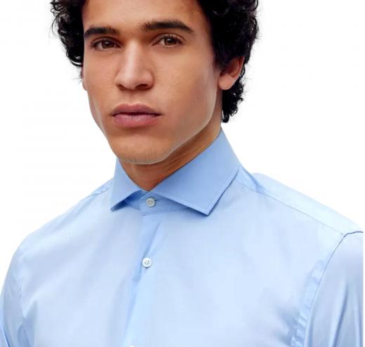 BOSS Camicia Uomo Slim Fit Elasticizzata Mod P-HANK-KENT-C1-222 50490361 Celeste