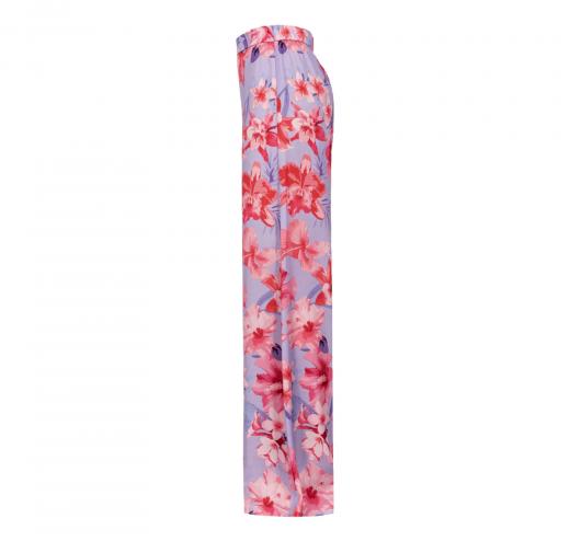 PINKO Pantalone Donna Puntuale Stampa Fiori Tropicale Colore Rosa e Lilla