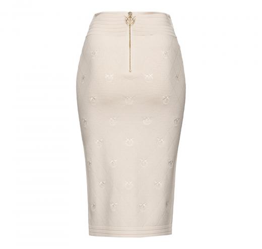 PINKO Gonna Donna Oviedo Jacquard Piquet con Logo Colore Beige
