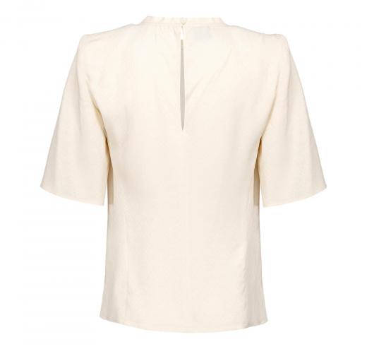 PINKO Blusa Donna Baffuto Crepe De Chine Jacquard Logo Col Rosa Fumo Bianco