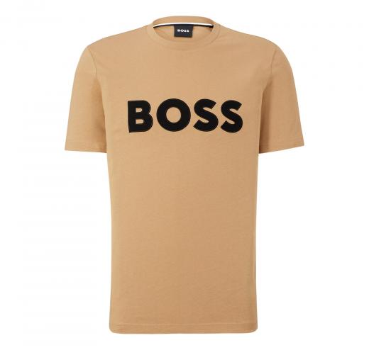 BOSS T-Shirt In Jersey Di Cotone Con Logo Applicato 50486200 Tiburt Beige