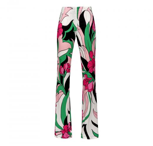 PINKO Pantalone Donna Palmato Tela Fluida Stampa Pomelia Col Multi Fucsia/Nero