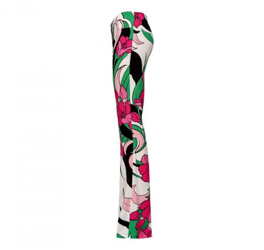 PINKO Pantalone Donna Palmato Tela Fluida Stampa Pomelia Col Multi Fucsia/Nero