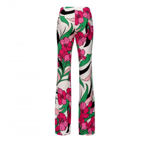 PINKO Pantalone Donna Palmato Tela Fluida Stampa Pomelia Col Multi Fucsia/Nero