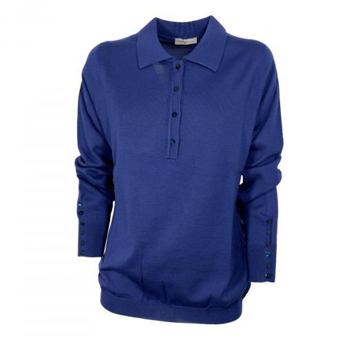ELISABETTA B. Polo Donna Pura Lana Merino Articolo 170 Colore Bluett 03