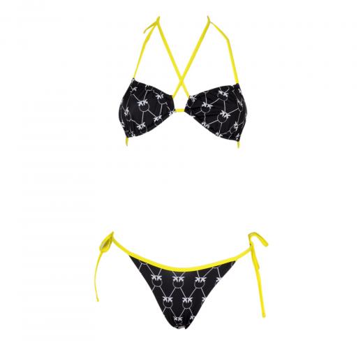 PINKO Slip Bikini Donna Cantante Stampa Love Birds Colore Nero