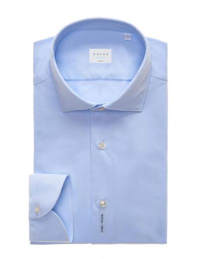 XACUS Camicia Uomo Active Shirt Tailor Fit 11460002 Celeste Tessuto Stretch