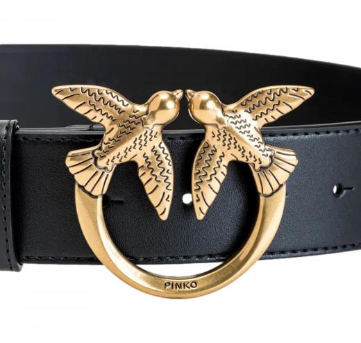 PINKO Cintura Donna Love Berry Simply Belt H4 100120 Fibbia Oro Colore Nero