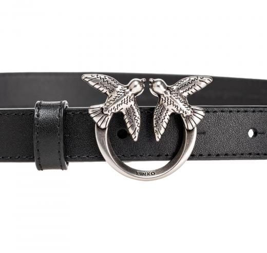 PINKO Cintura Donna Love Berry Simply Belt H2 Fibbia Argento 100143 Colore Nero