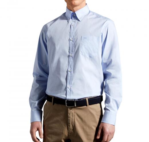 PAUL SHARK Camicia in cotone popeline button down Colore Celeste C0P3001