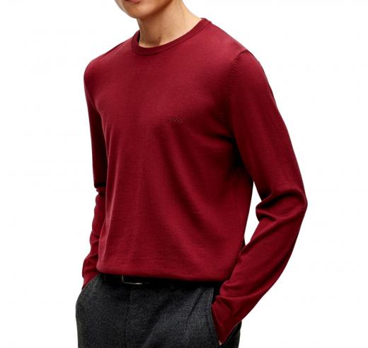 BOSS Maglia Uomo Girocollo in Lana Regular Fit BOTTO-L 50476364 Colore Rosso Scuro