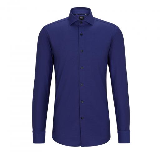 BOSS Camicia Uomo Slim Fit In Twill Di Cotone H-Hank-Spread-C6-233 50502652 Colore Blu