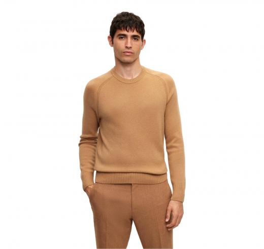 BOSS Maglione Uomo Regular Fit In Cashmere Maglio 50500668 Colore Beige