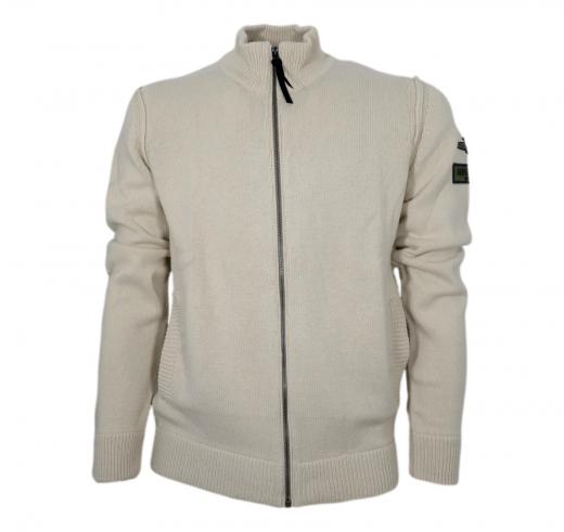 AERONAUTICA MILITARE Maglia Full Zip Uomo Con Patch Dedicate Al Mondo Dell'aeronautica MA1459 Colore Beige