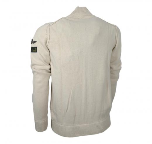 AERONAUTICA MILITARE Maglia Full Zip Uomo Con Patch Dedicate Al Mondo Dell'aeronautica MA1459 Colore Beige