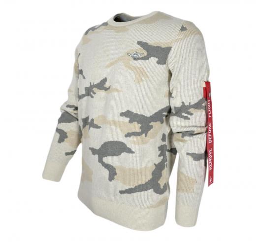 AERONAUTICA MILITARE Maglia Uomo Girocollo Con Fantasia Camoufalge 232MA1475L513 Colore Grigio Chiaro