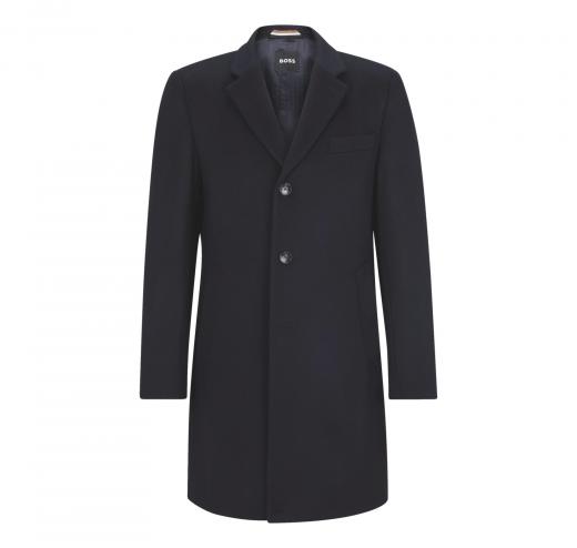 BOSS Cappotto Uomo Slim Fit in Lana Vergine e Cashmere H-Hyde-234 50502327 Blu