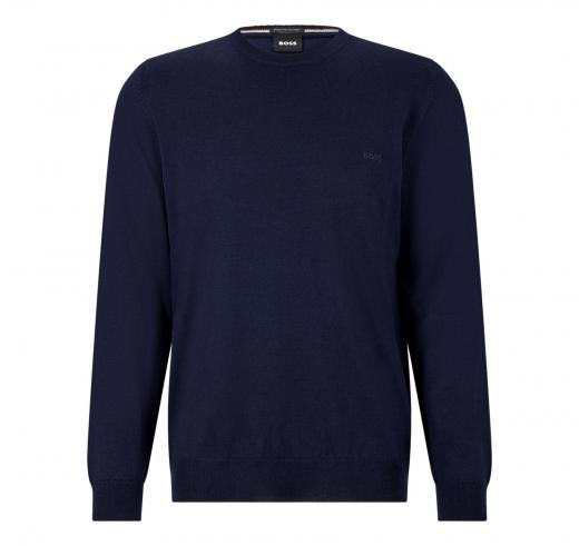 HUGO BOSS Maglia Uomo Girocollo In Pura Lana BOTTO-L 50476364 Colore Blu