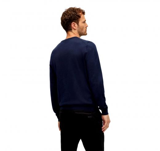 HUGO BOSS Maglia Uomo Girocollo In Pura Lana BOTTO-L 50476364 Colore Blu