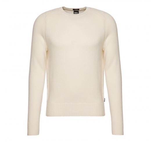 BOSS Maglione Uomo Regular Fit In Puro Cashmere Maglio 50500668 Colore Bianco