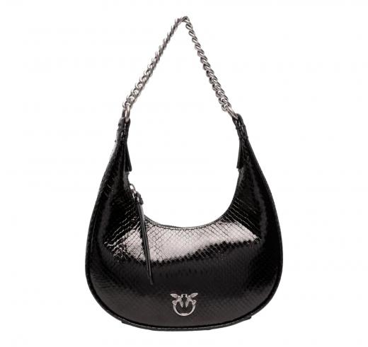 PINKO Borsa Donna Brioche Hobo Mini Pelle Laminata Colore Nero