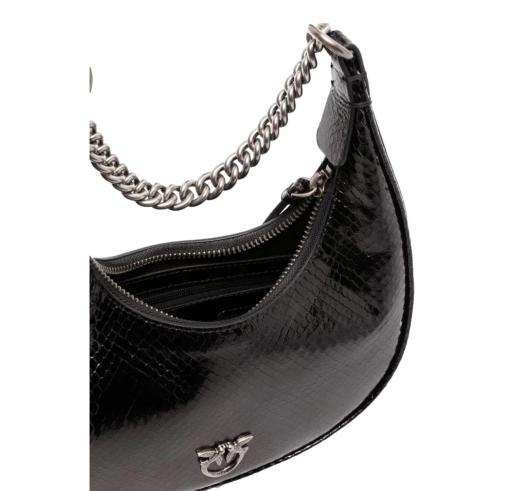 PINKO Borsa Donna Brioche Hobo Mini Pelle Laminata Colore Nero