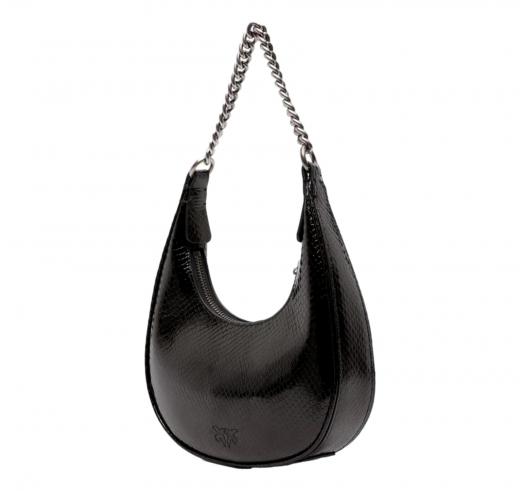 PINKO Borsa Donna Brioche Hobo Mini Pelle Laminata Colore Nero
