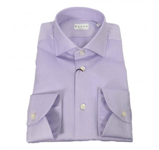 XACUS Camicia Uomo Tailor Fit Tinta Unita Tessuto Armaturato 51182002 Colore Lilla