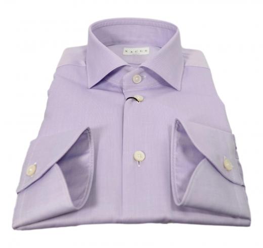 XACUS Camicia Uomo Tailor Fit Tinta Unita Tessuto Armaturato 51182002 Colore Lilla