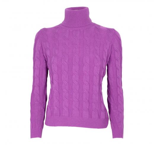 CASHMERE COMPANY Dolcevita Treccia Donna ID203114 1232 Cashmere e Lana Viola