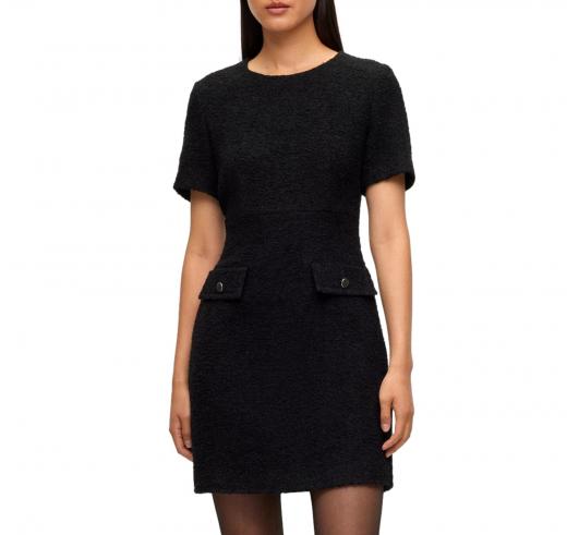 BOSS Abito Donna Slim Fit in Tweed con Tasche con Bottoni Docanah 50500816 Nero