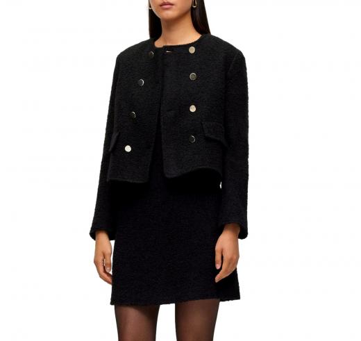 BOSS Abito Donna Slim Fit in Tweed con Tasche con Bottoni Docanah 50500816 Nero