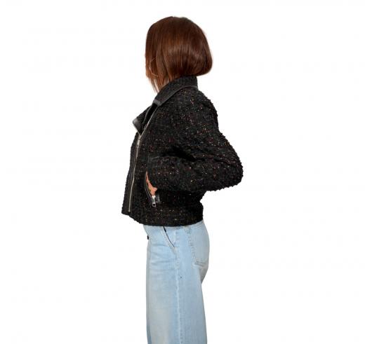 BOSS Giubbotto Donna Modello Chiodo Tessuto Lurex C_JATWIDA 50502115 Colore Nero