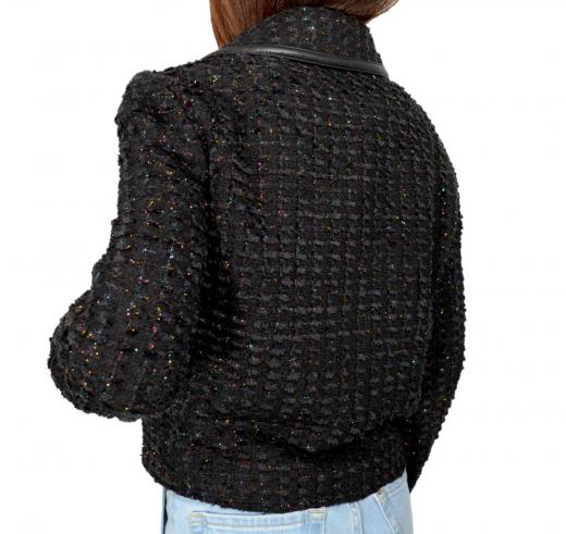 BOSS Giubbotto Donna Modello Chiodo Tessuto Lurex C_JATWIDA 50502115 Colore Nero