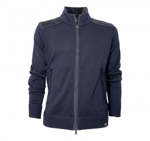 PAUL SHARK Maglione Uomo Cardigan Zip Con Applicazioni in Lana 13311222 Col Blu
