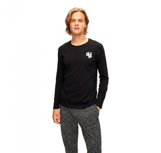 HUGO BOSS Pigiama in Cotone Intrecciato Con Loghi Mescolati 50479316 Colore Nero
