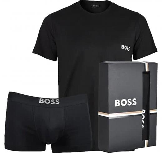 BOSS Set Intimo in Cotone con T-Shirt e Boxer TSHIRTRN+TRUNK GIFT - 50499659 Nero