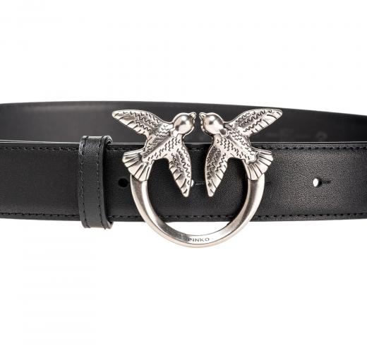 PINKO Cintura Donna Love Berry Simply Belt H3 100125 Z99O Fibbia Argento Colore Nero