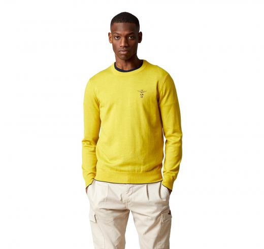 AERONAUTICA MILITARE Maglia Girocollo Uomo Casual E Versatile In Pura Lana MA1388 Colore Giallo