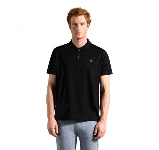 PAUL SHARK Polo Uomo Cotone Organico Pique Con Shark Badge C0P1013 011 Colore Nero