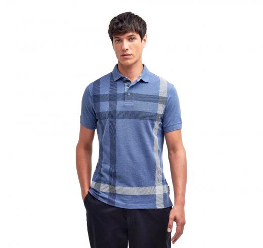 BARBOUR Polo Uomo Blaine Oversized Tartan MML1117BL15 Colore Blu Chambray