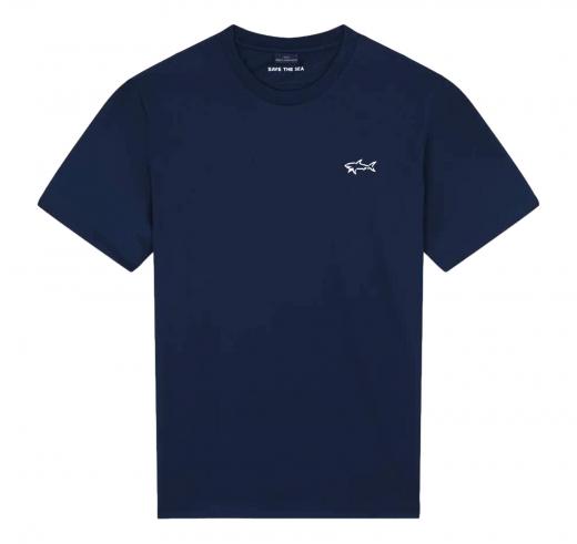 PAUL SHARK T-SHIRT In Poliestere Con Stampa Reflex SAVE THE SEA 24411095 Colore Blu