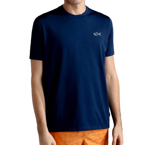 PAUL SHARK T-SHIRT In Poliestere Con Stampa Reflex SAVE THE SEA 24411095 Colore Blu